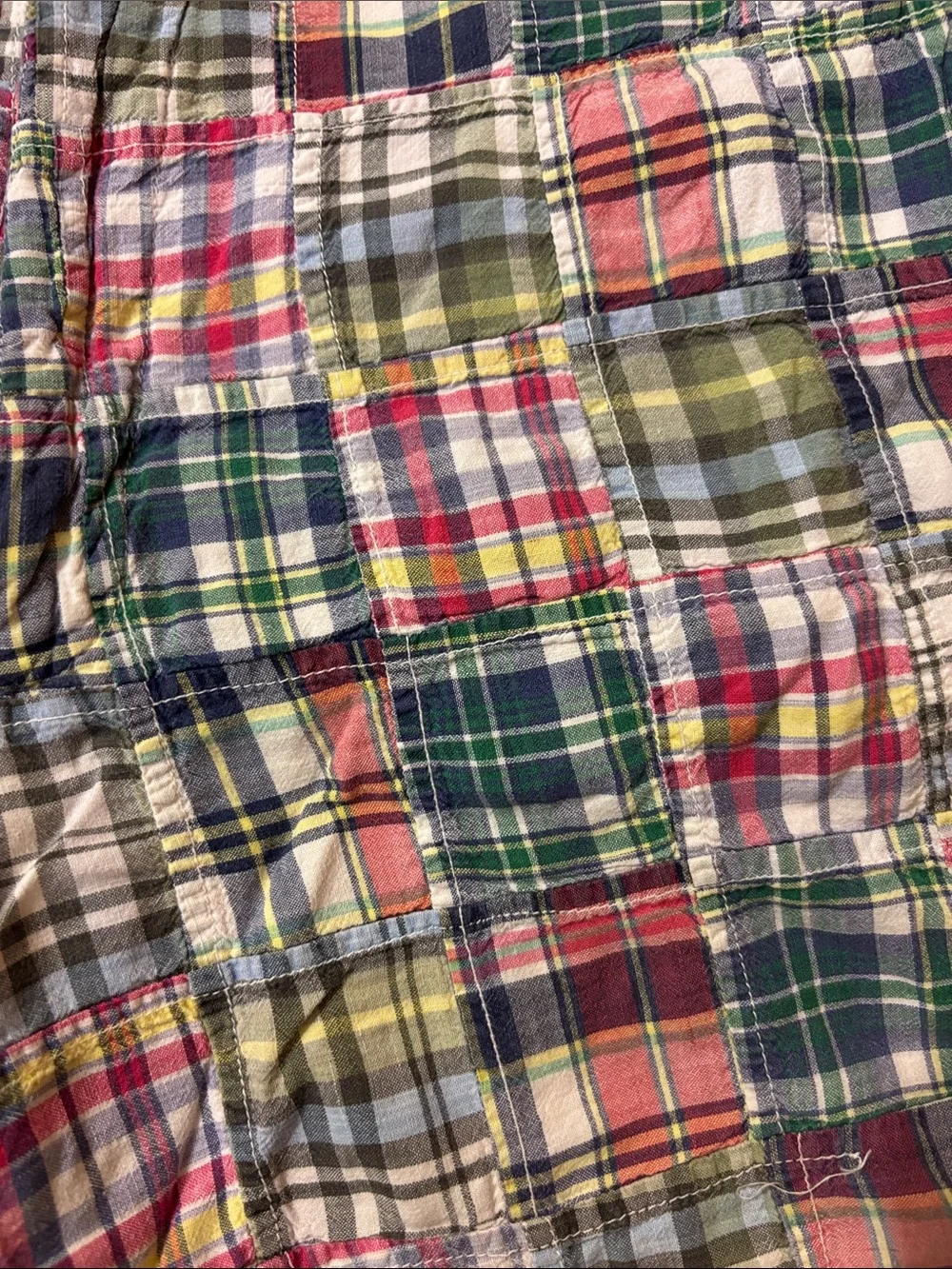 Vintage JCrew madras plaid patchwork shorts, cotton, colorful, size 30